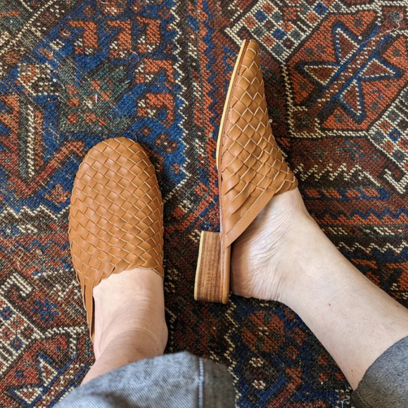 Connally Basketweave Leather Woven Slip On Shoes Handmade Size 37 NWOT - Picture 1 of 10